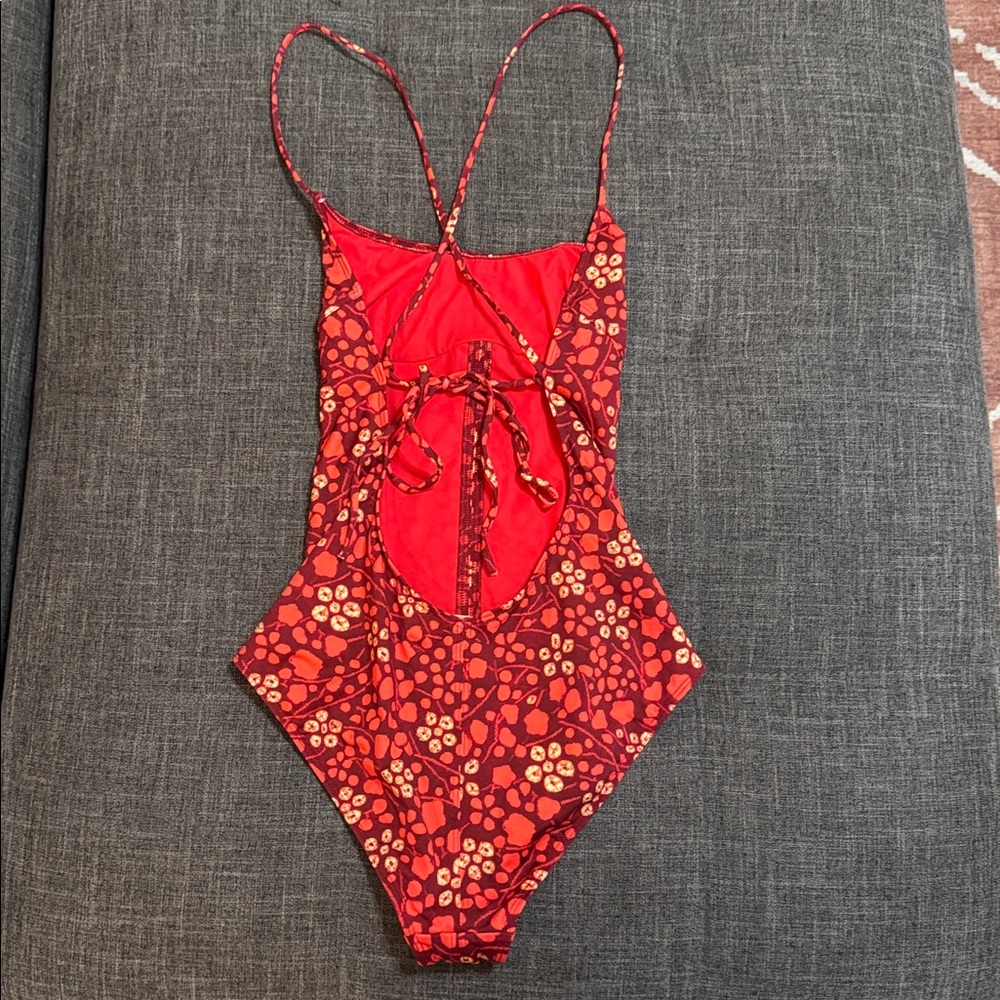 Ulla Johnson Positano One-Piece Swimsuit | Coral Print | Size S - Picture 5 of 7